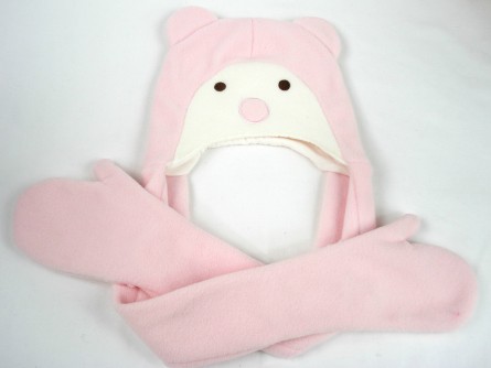 幼之戀兒童帽子圍巾手套套淺粉色